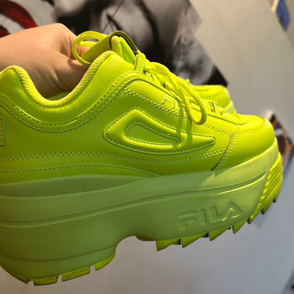 Fila Neon Yellow Platform Sneakers
